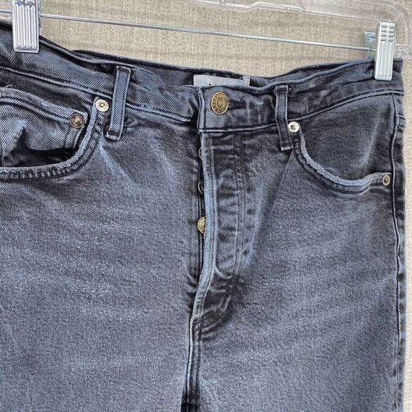 AGOLDE Jeans Womens 27 Faded Black Riley High Waist Straight Crop Button Fly - Picture 6 of 16